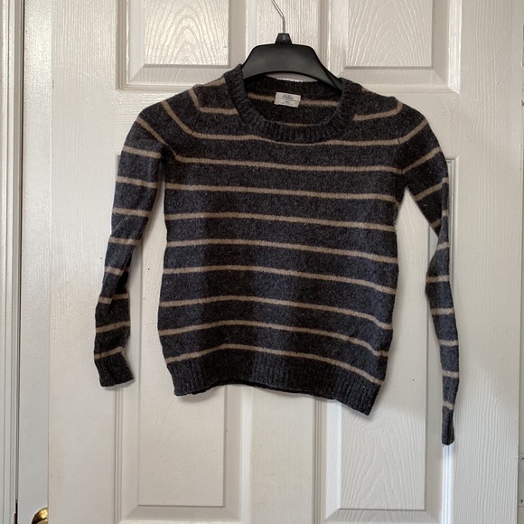 Wallace Grey Stripes Striped Wool Crewneck Sweater - Picture 5 of 10